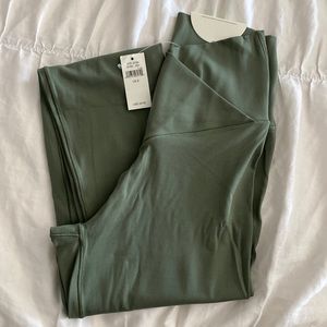 OFFLINE by Aerie size S 7/8 leggings, cross-cross waist band, olive green